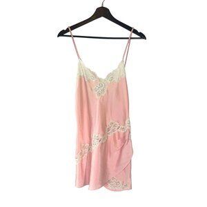 Vintage 90s Victorias Secret Pink White Lace Short Pajama Negligee Small